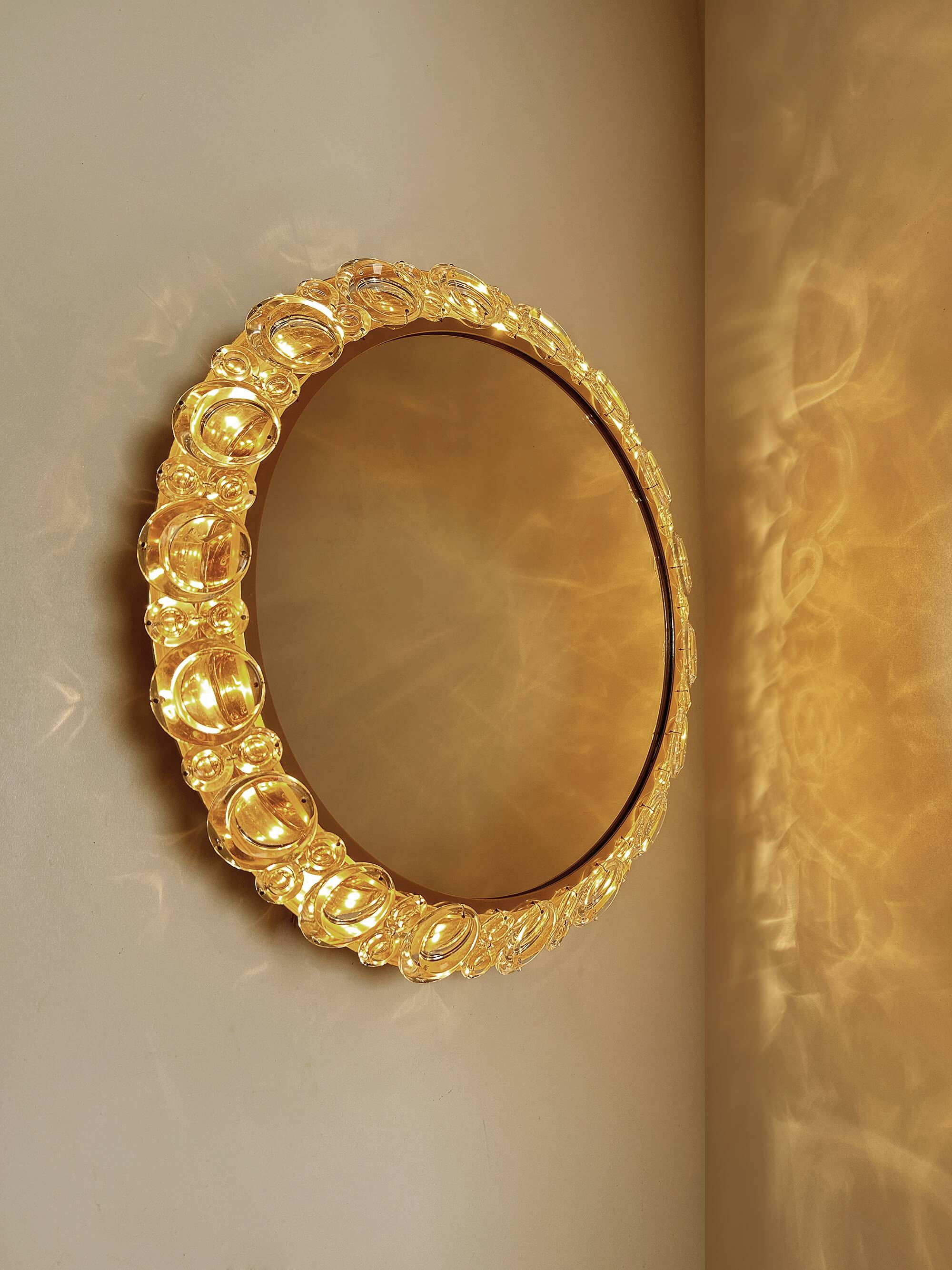 Large Vintage Luxury Crystal Brass Witch Mirror