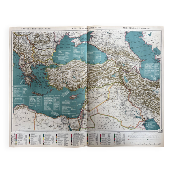 Carte ancienne Méditerranée orientale — Flux commerciaux 1946   Grèce,
