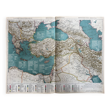 Carte ancienne Méditerranée orientale — Flux commerciaux 1946 | Grèce,