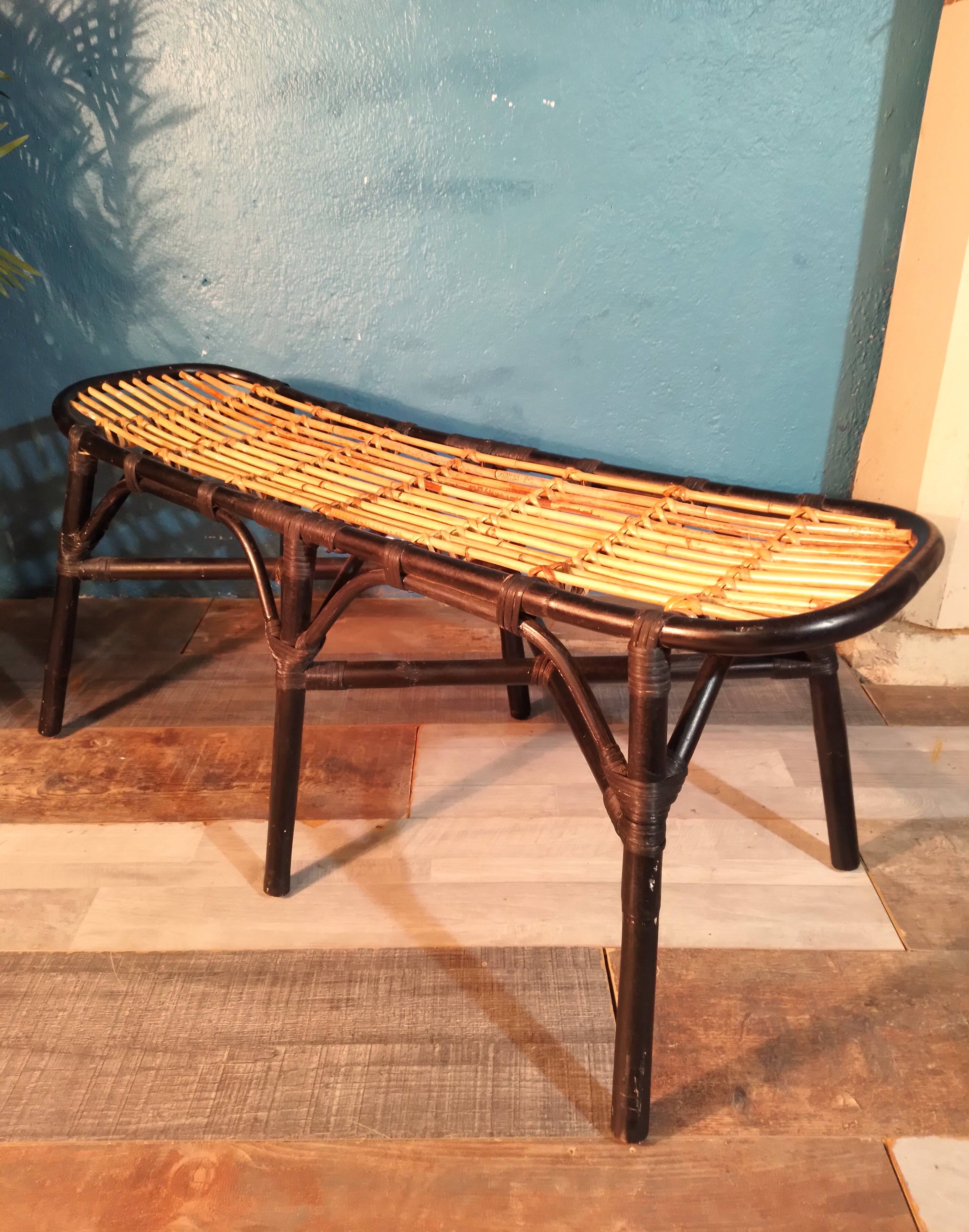 Banc rotin 2 places 1980s