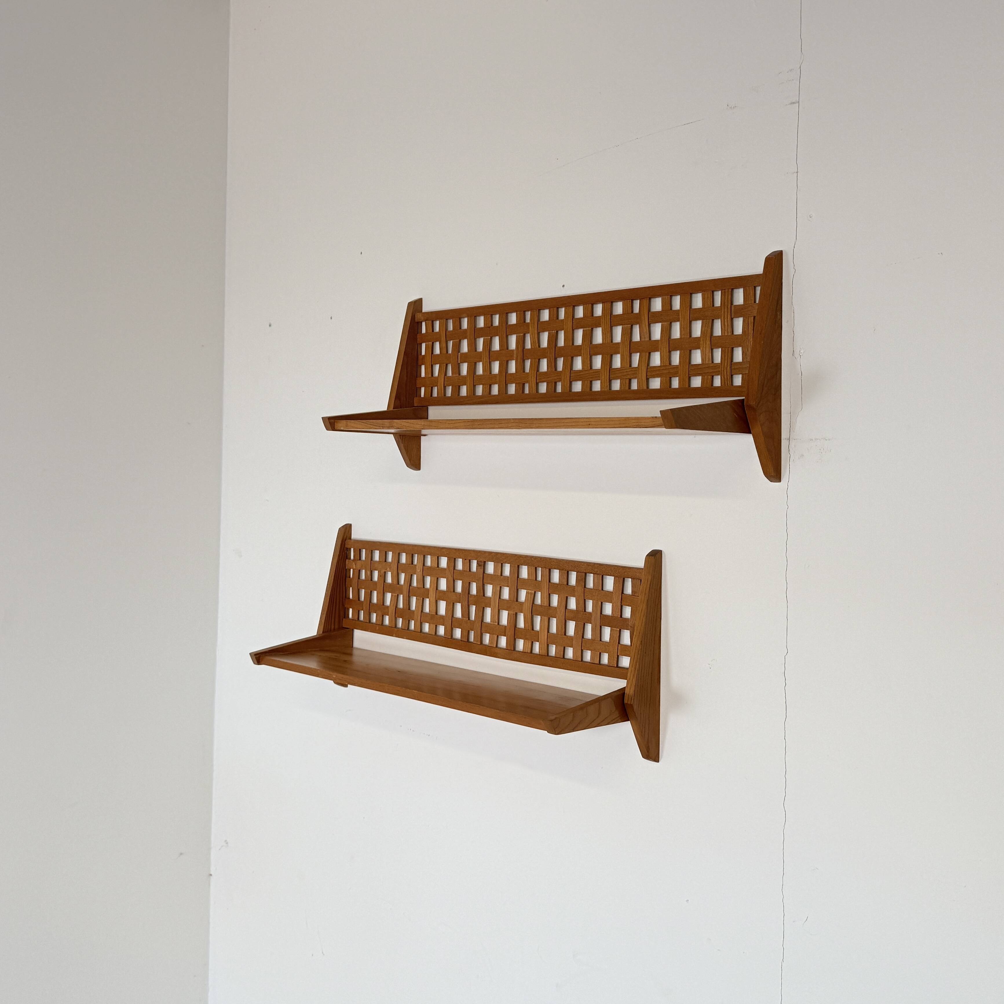 Set of 2 Mid-Century Wall Shelves with Woven Back Panel – ÚLUV
