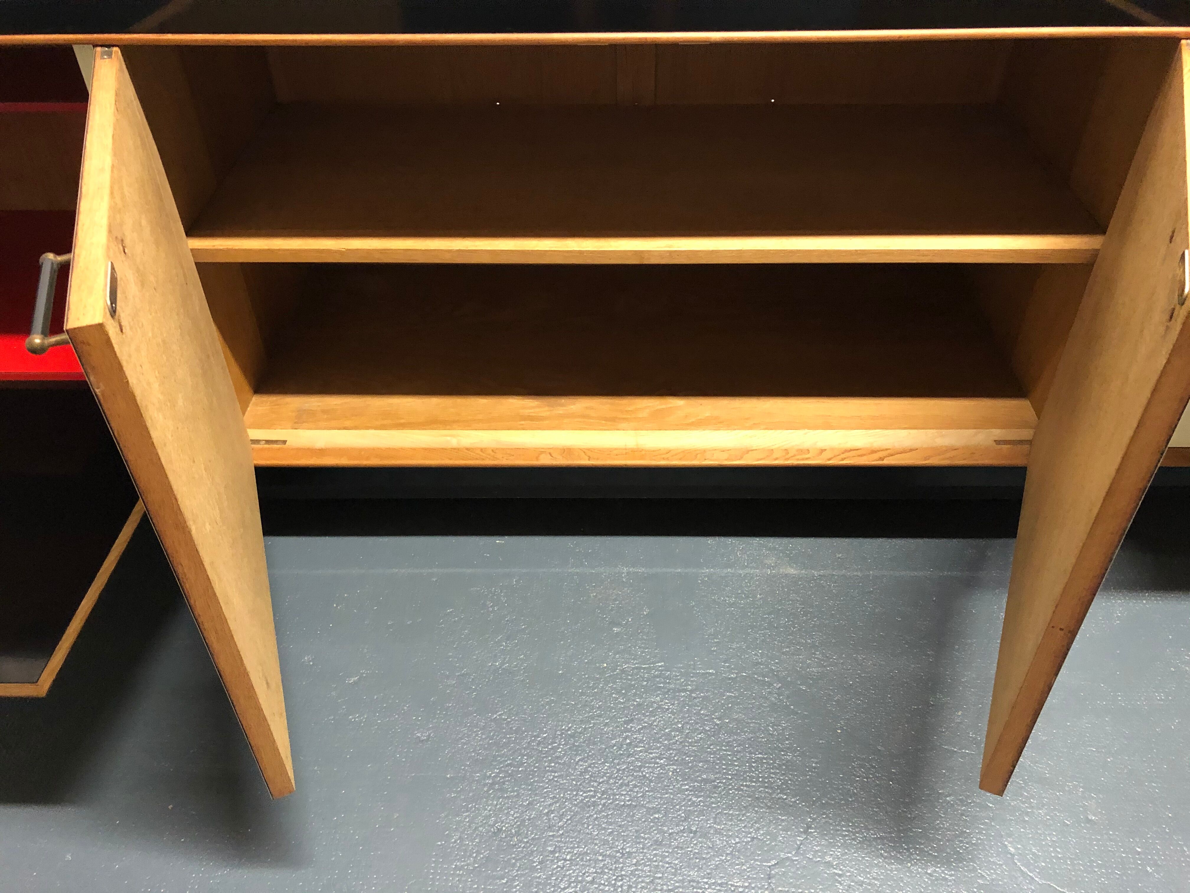 Sideboard in wood and black laque, circa 1960s