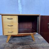 Vintage bedside table with compass feet