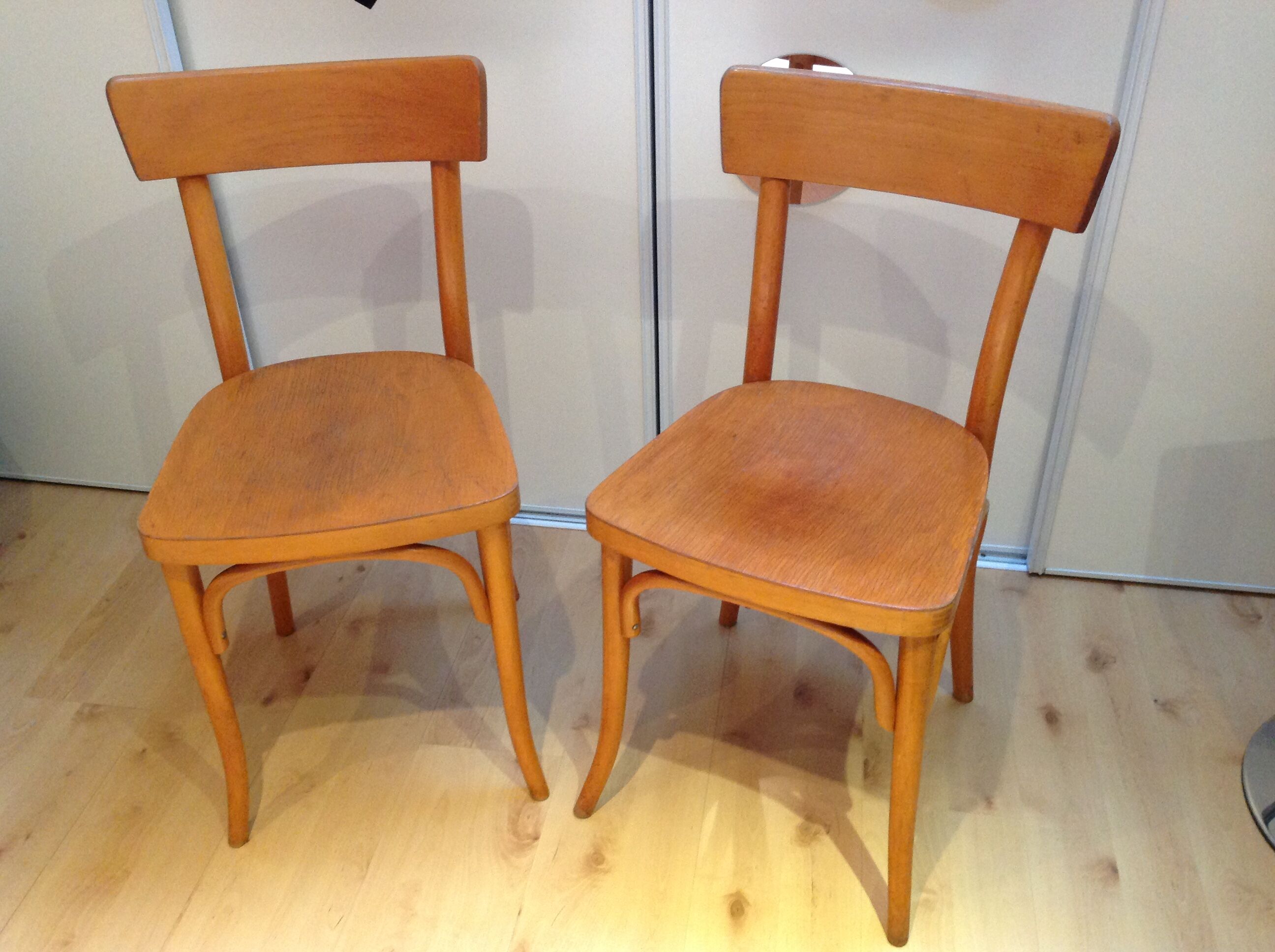 Pair of Thonet bistro chairs, 30-40s