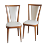 Pair of Scandinavian style wooden chairs and skaï