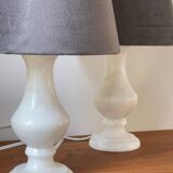Pair of Vintage Alabaster Stone Lamps
