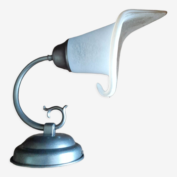 Wall lamp in glass paste, metal support pewter color, by J.P Ryckaert / 1980's Made in France