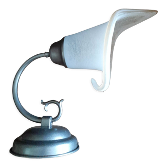 Wall lamp in glass paste, metal support pewter color, by J.P Ryckaert / 1980's Made in France