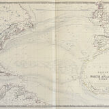 Map of The Northern Atlantic Ocean c1869 Keith Johnston Royal Atlas Hand coloured map