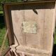 Antique travel trunk, wooden and leather transport case, 1900