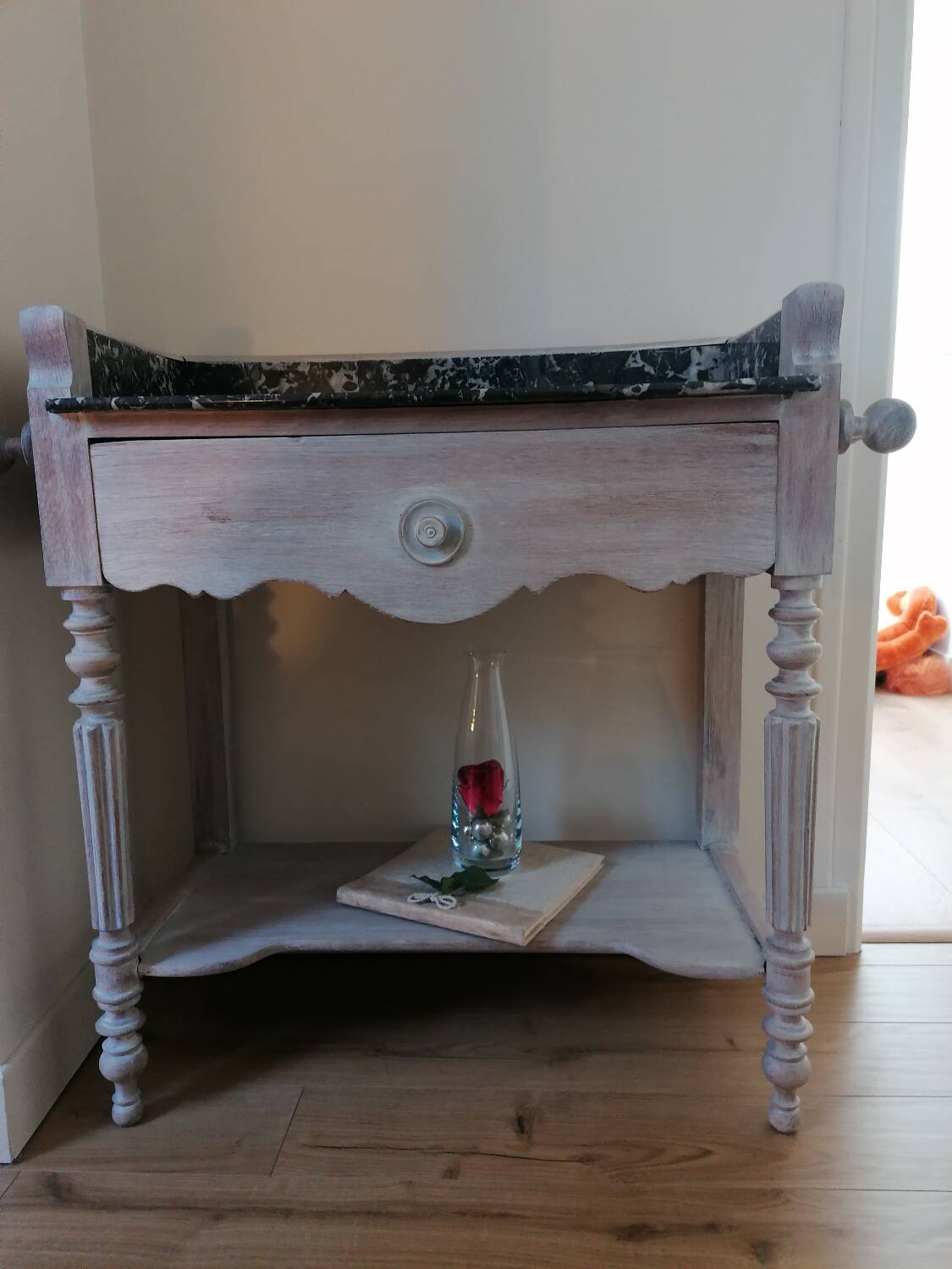 Beautiful antique dressing table, reimagined with a marble top.