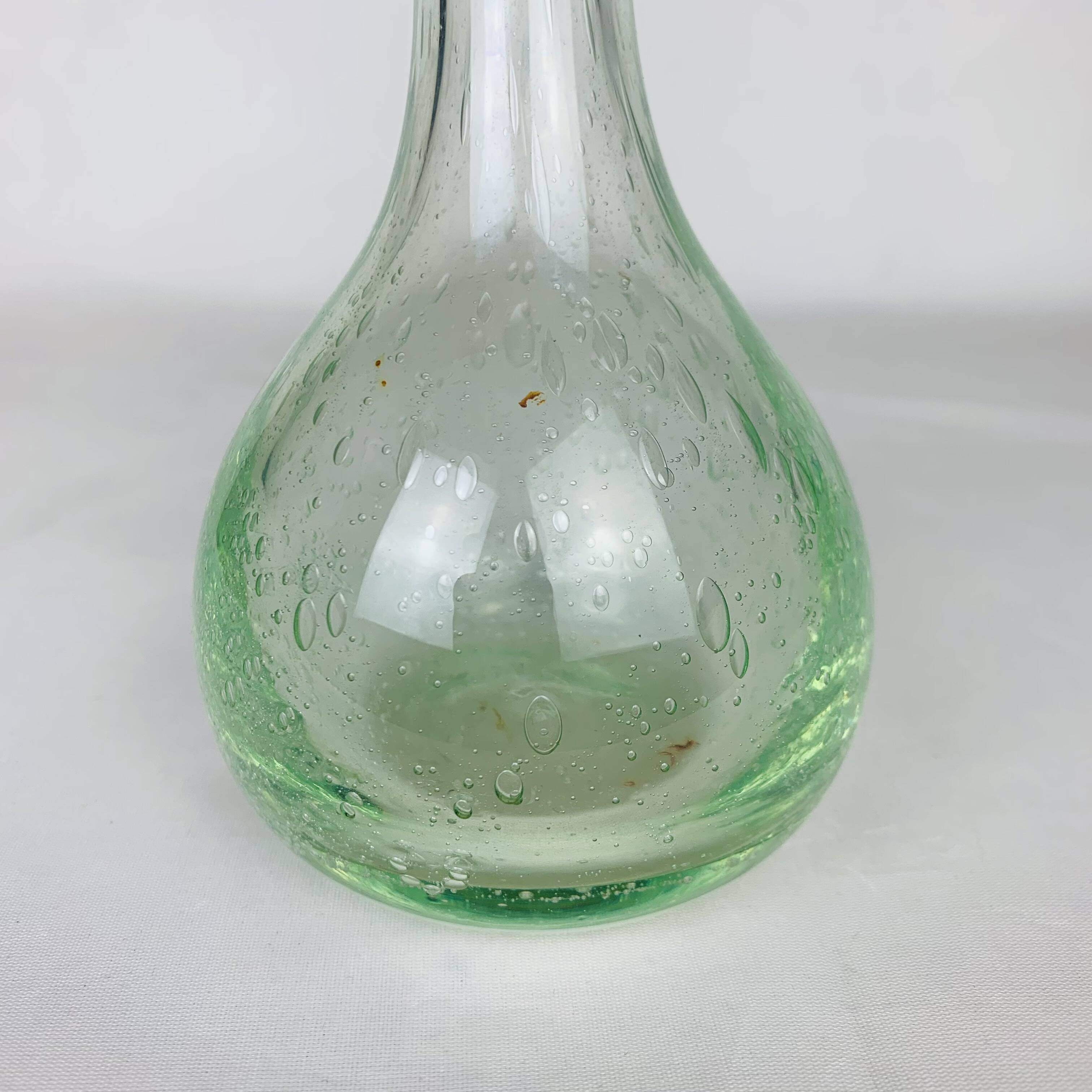 Biot vintage green bubble glass soliflore vase