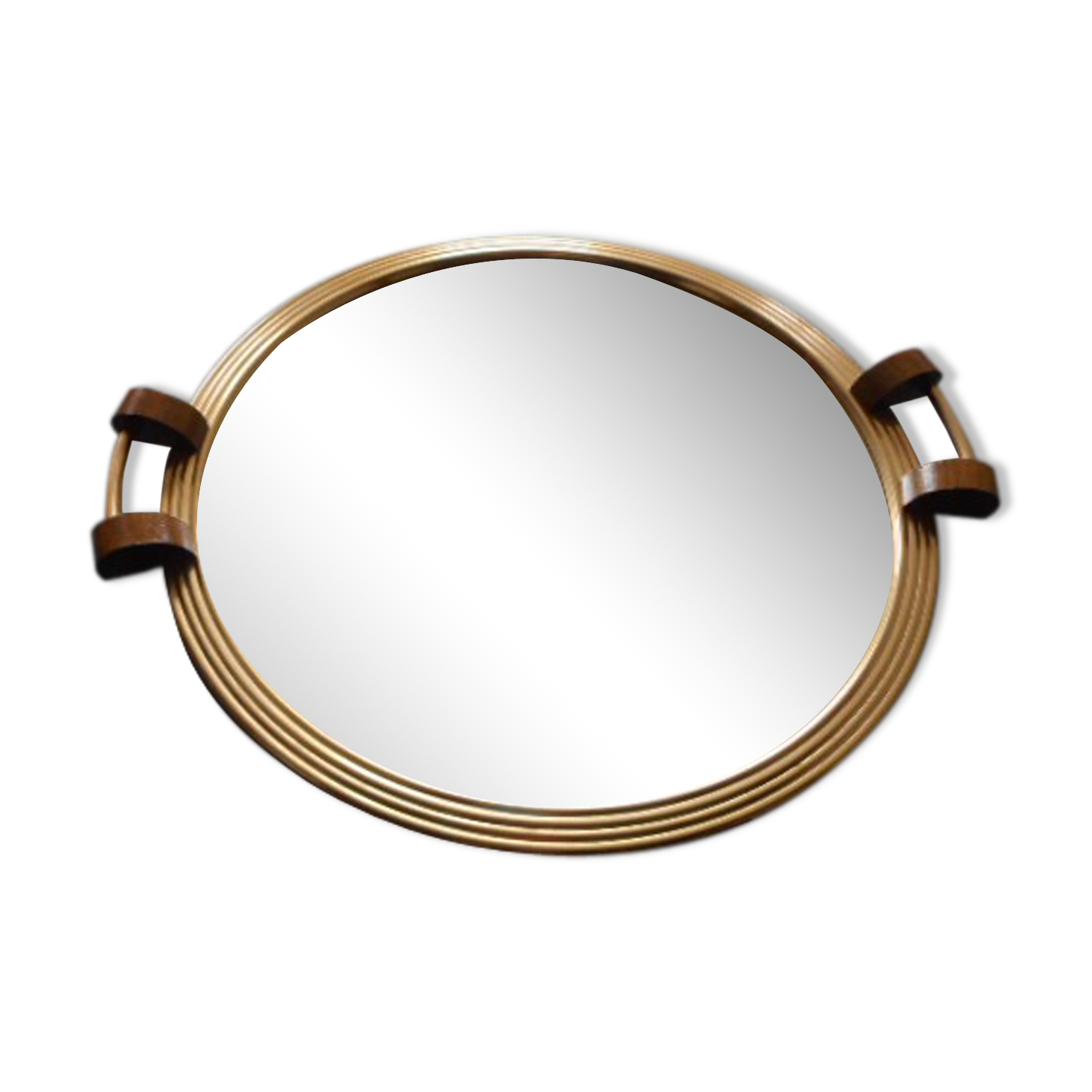 Wood and brass mirror tray 1940'