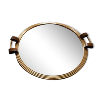 Wood and brass mirror tray 1940'