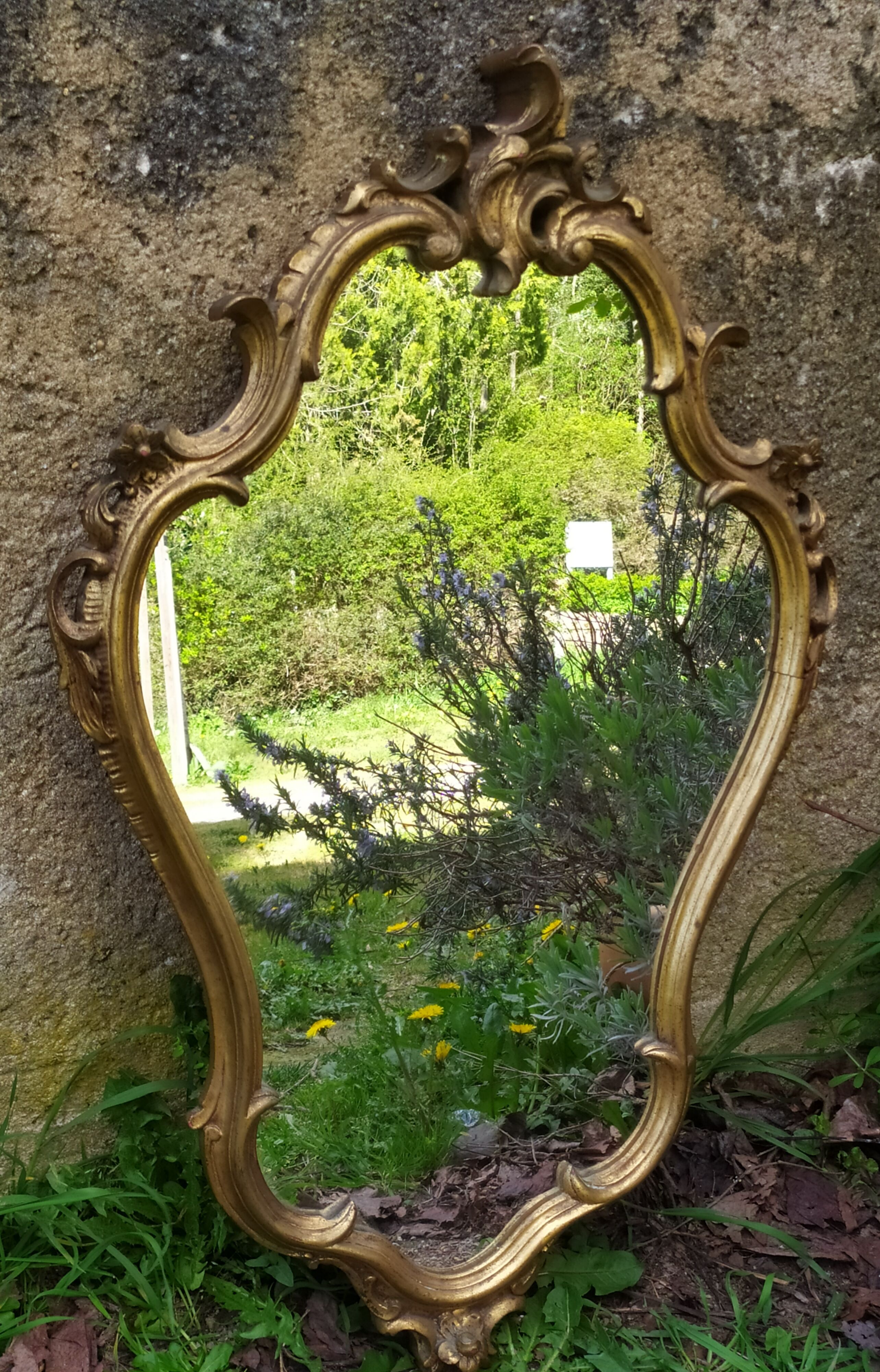 Baroque mirror in gilded wood 87x54cm