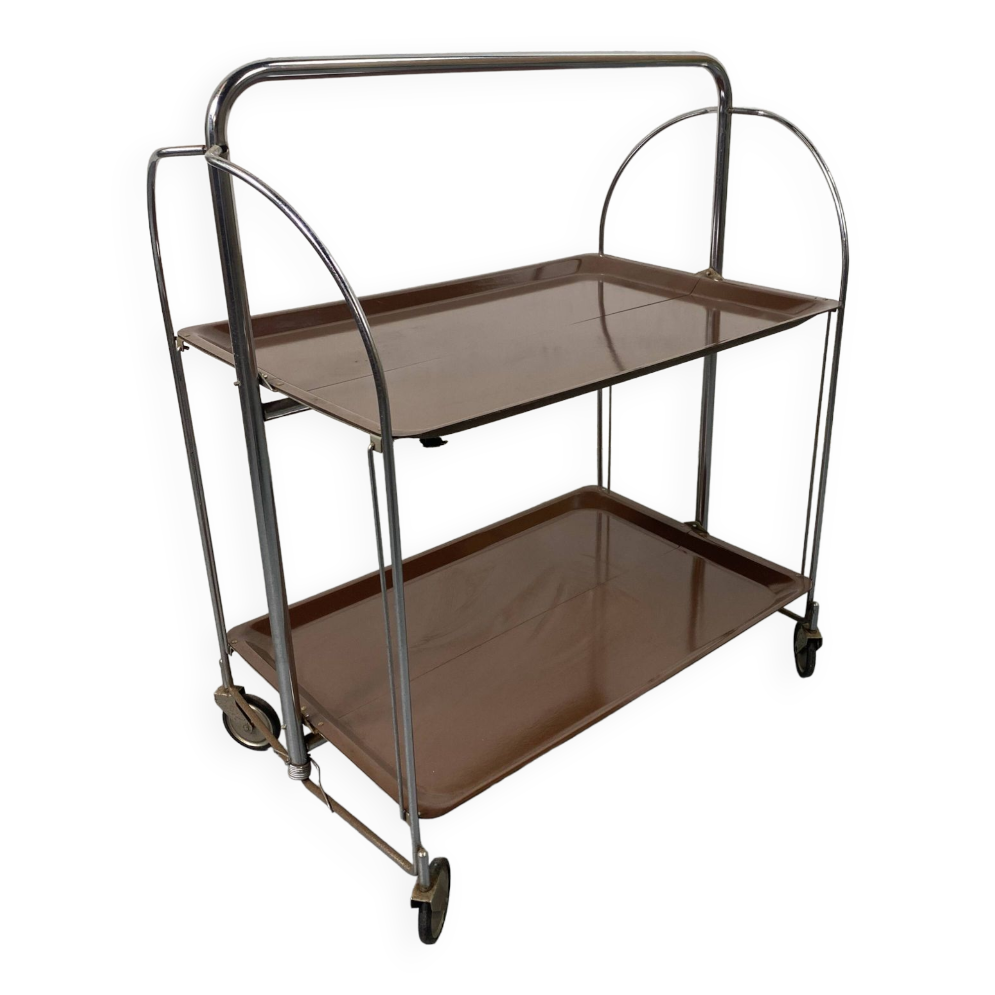 Chariot desserte pliable mid-century de Bremshey Solingen, 1950s