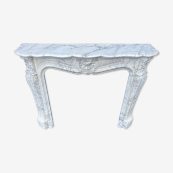 Louis XV style fireplace in carrara marble around 1880