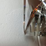 Kinkeldey glass wall light  with seven rectangular crystals and four light points. Silver chrome structure.