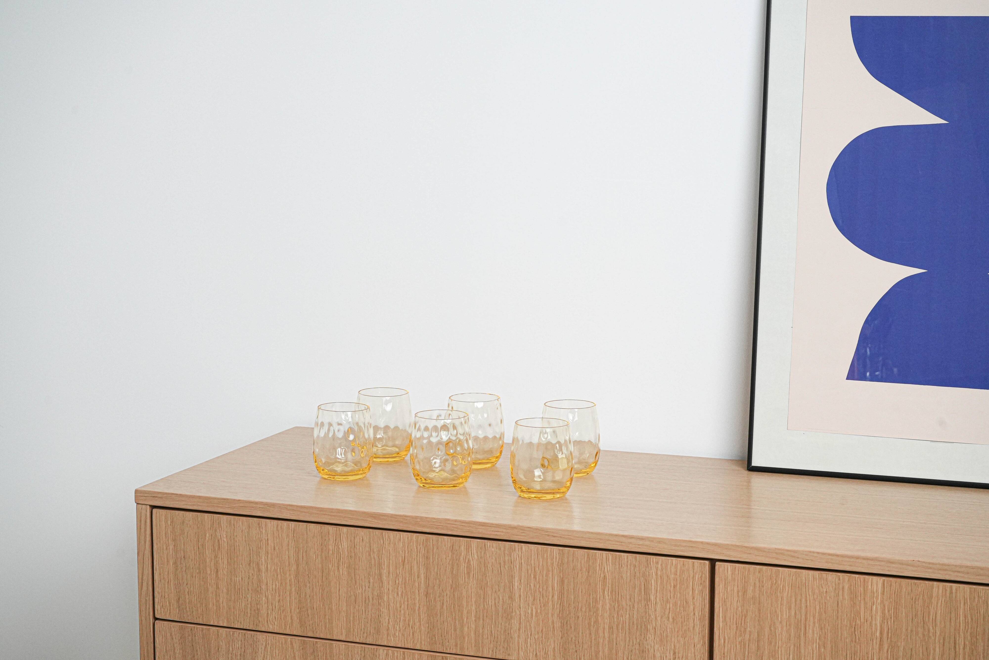 Set of six glasses, Italian design, 1970s, made in Italy