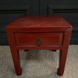 Small Chinese side table in red lacquer 20th century side table 1 drawer