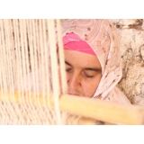 Colorful Berber carpet 225 x 160cm, pink, blue and red