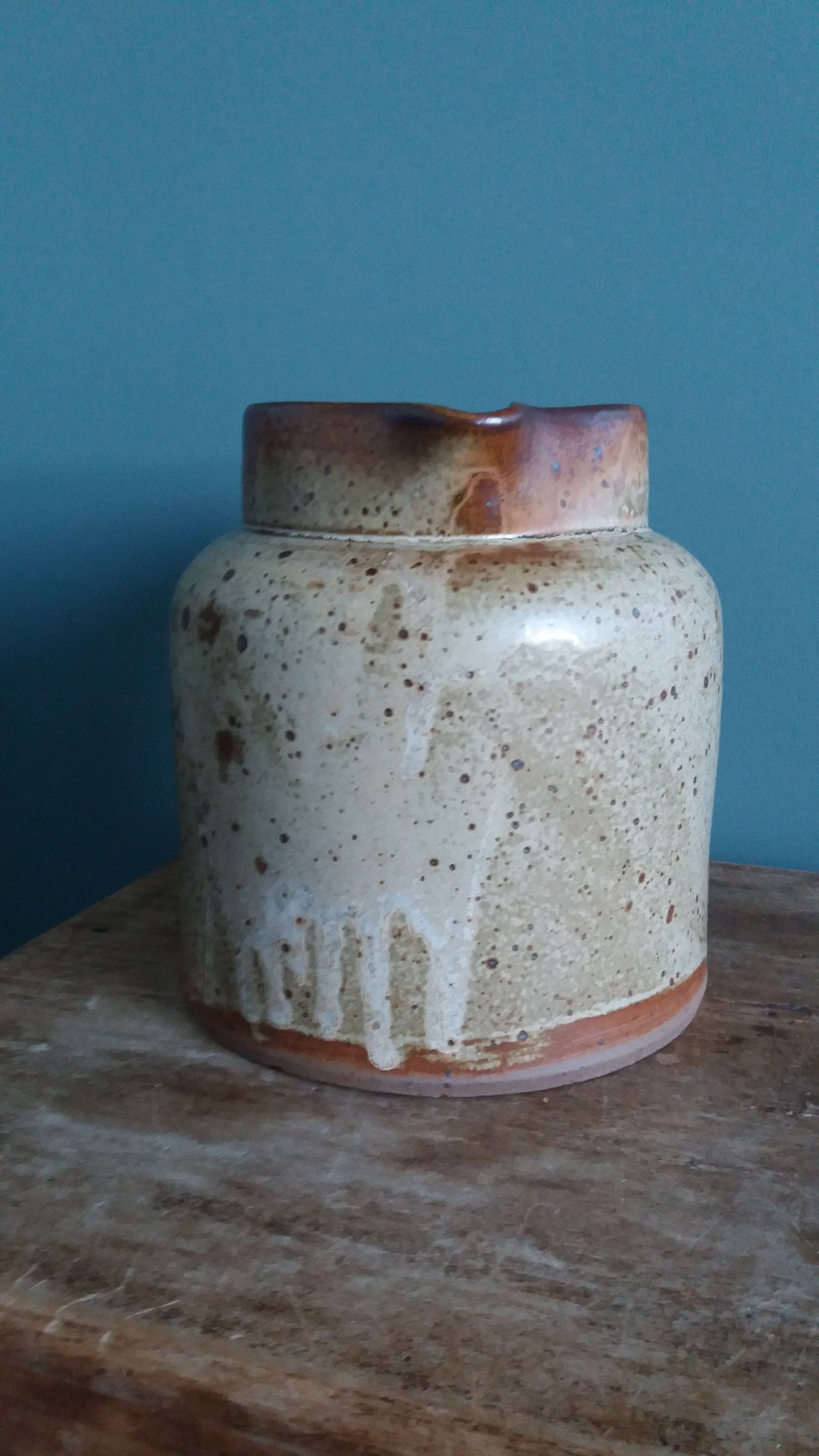 Stoneware pitcher from Puisaye, signed Jean-Pierre Prud’homme