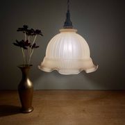 Vintage pink frosted glass lampshade pendant light