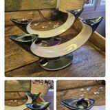 Magnifique Paire De Bougeoirs En Verceram 1950