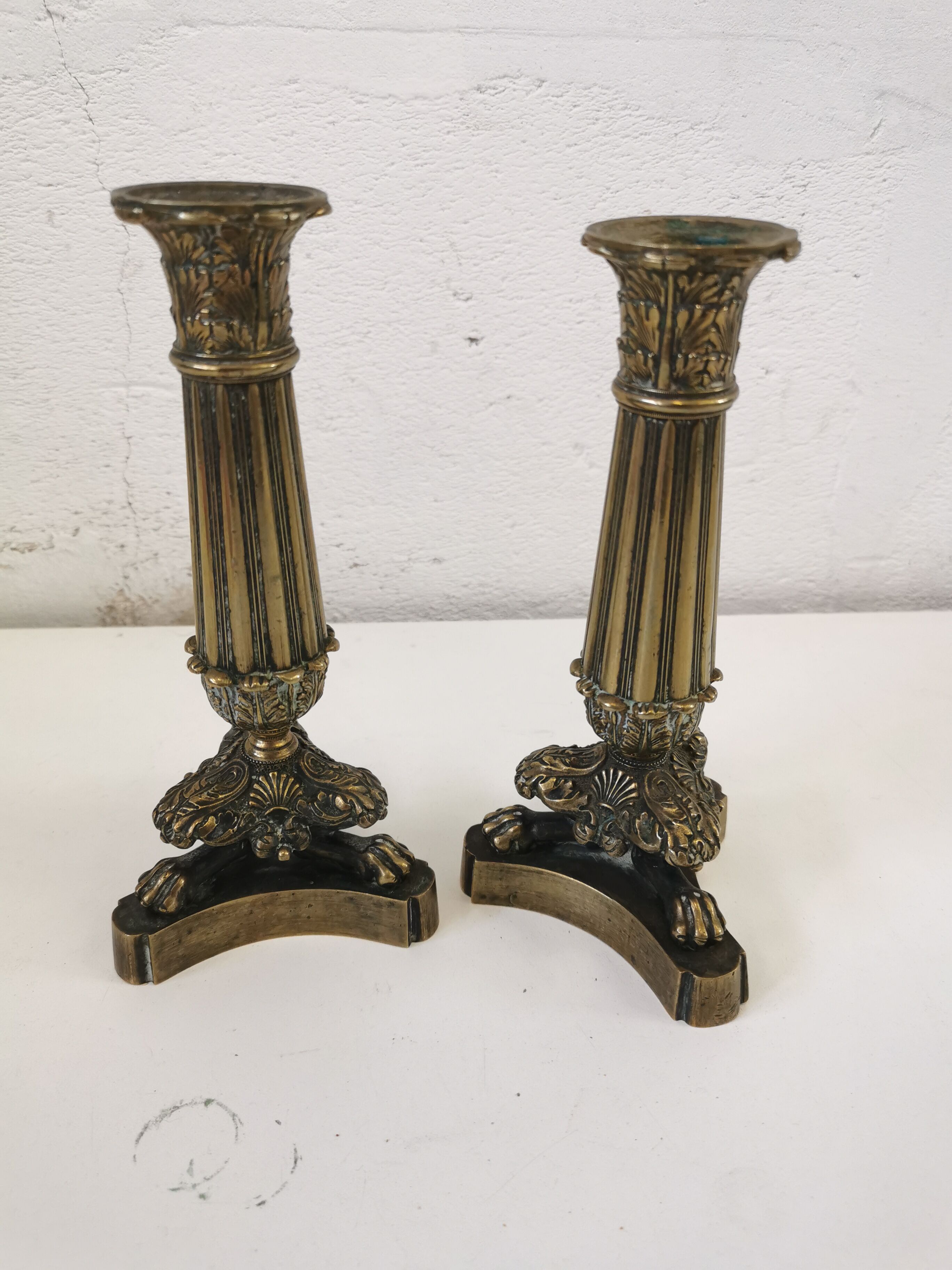 Pair of 19th bronze candle holders