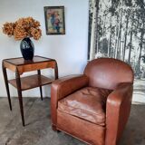 Leather club armchair, art deco