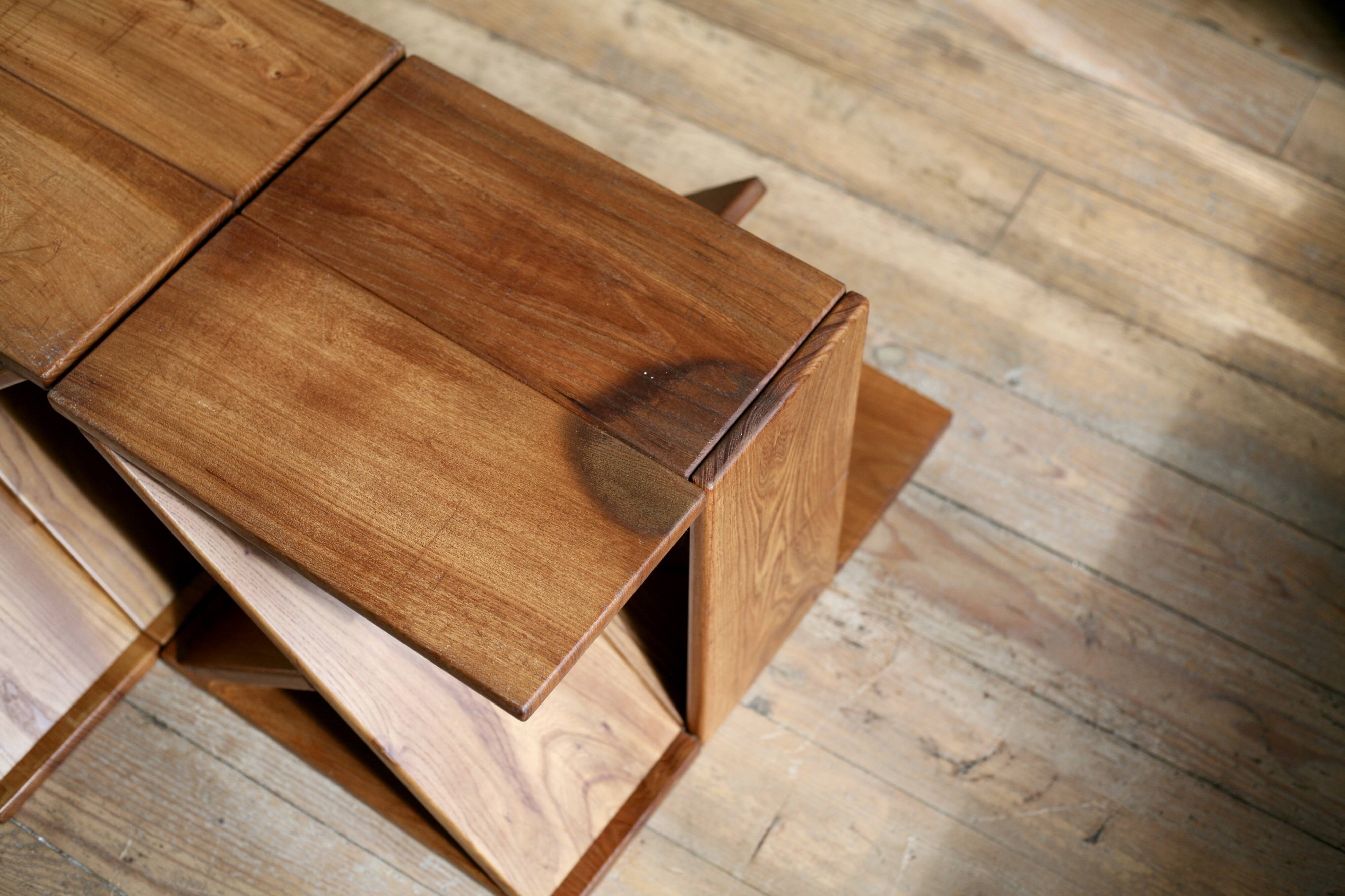 Pair of stools / side tables from Maison Regain, France, 1970s.