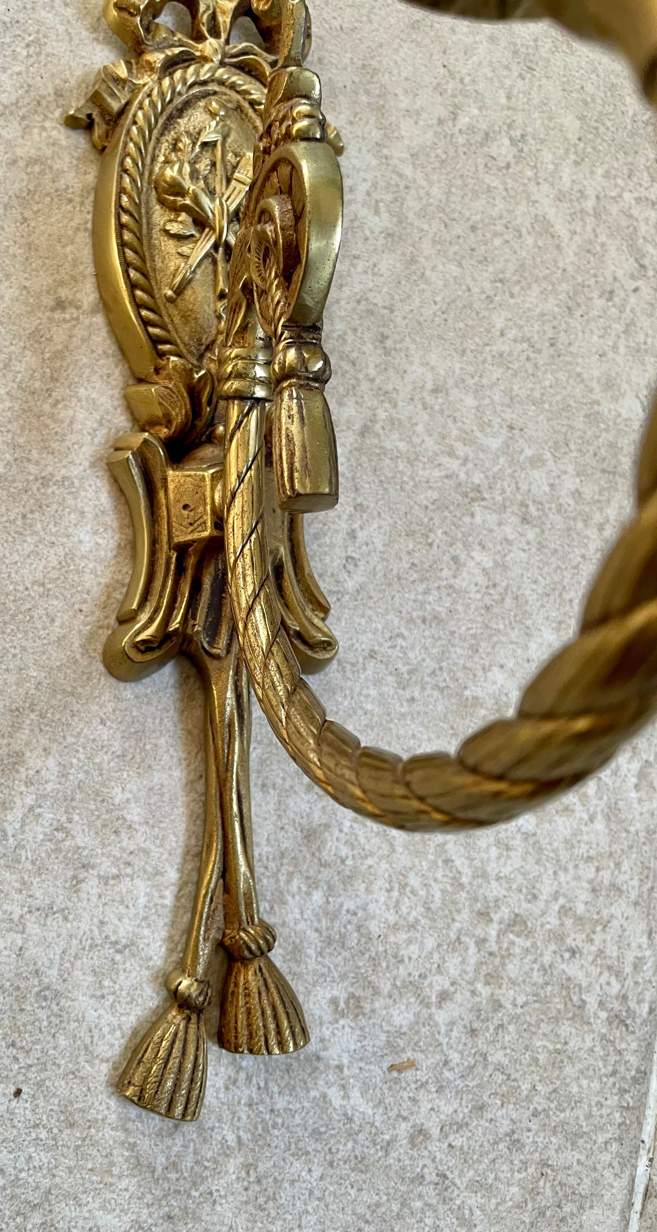 Pair of gilded bronze wall lamps Louis XVI style