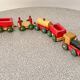 Small wooden train by Clairbois, vintage toy