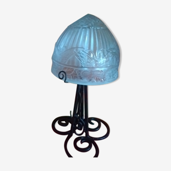 Art deco butterfly mushroom and flowers lamps, set of 2