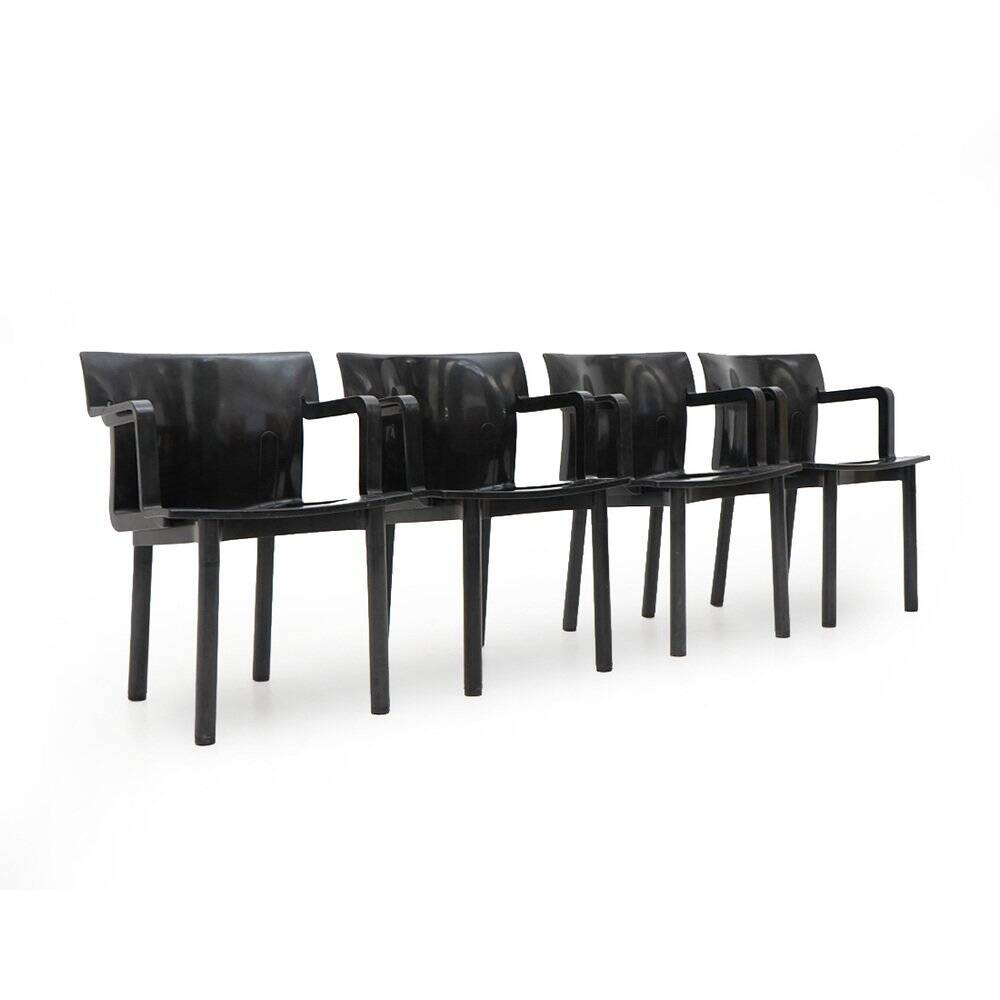 Black Vintage Chairs 4870 by Anna Castelli for Kartell, 1980s, set of 4