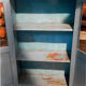 Blue patinated wardrobe in teak, furniture from India