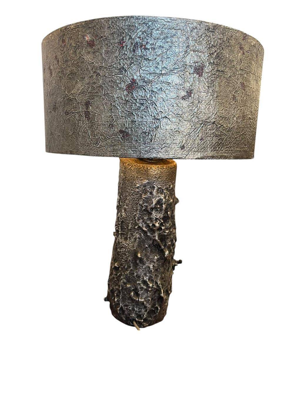 Vintage brutalist metal table lamp / floor lamp