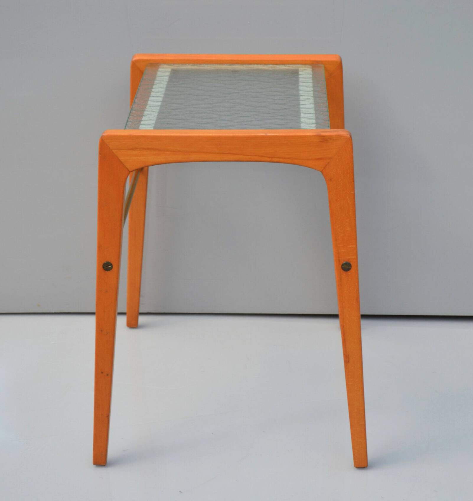 Vintage Danish Coffee Table Oak and Glass Top, Sweden Circa 1970's