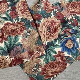 Set of 3 cushion covers in burgundy floral cotton