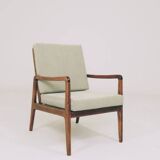 Fauteuil vintage olive vert velours côtelé 1960