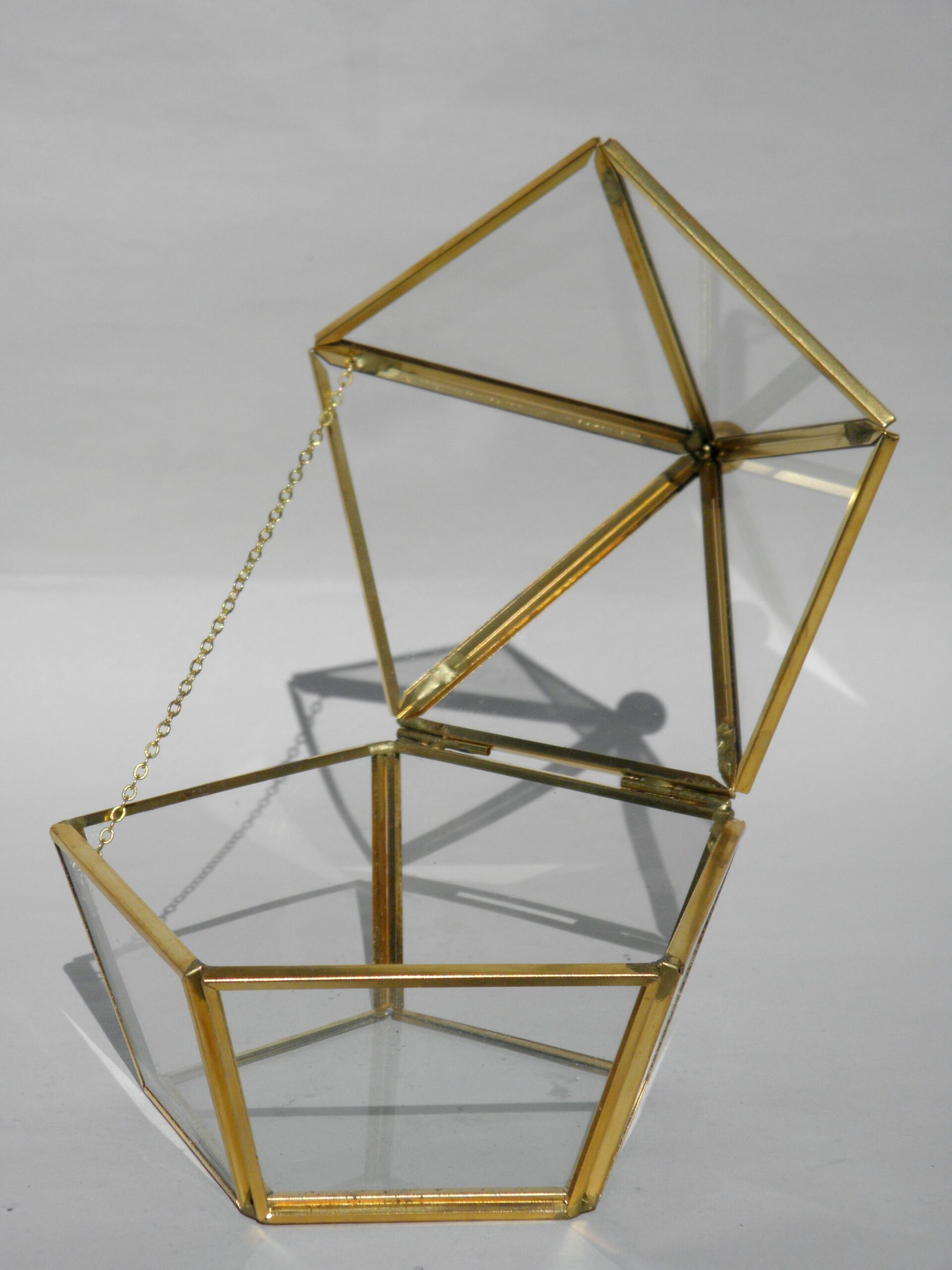 Glass and brass jewelry box