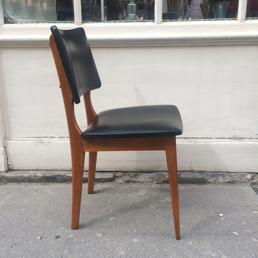 All 4 Scandinavian chairs, teak and skai, 1960