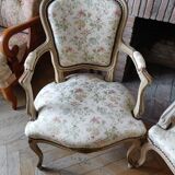 Pair armchairs Louis XV floral convertibles