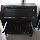 Black redesigned donkey-back style secretary desk