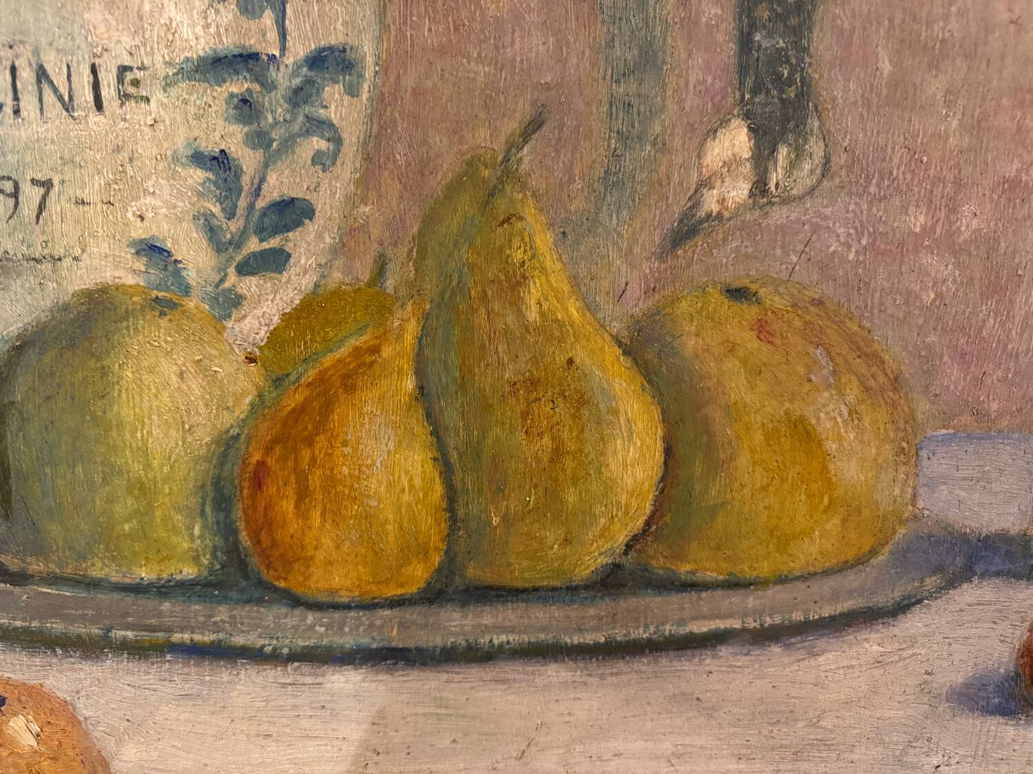 Still life with fruits, flowers and pheasant signed 20th century