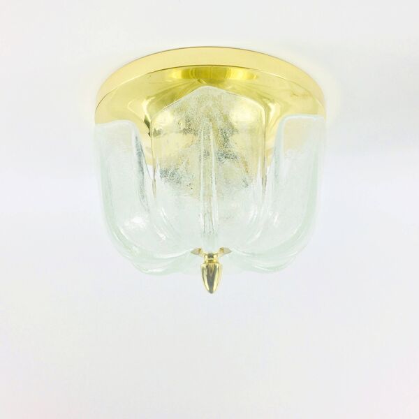Plafonnier en laiton et verre en forme de fleur, provenant du Limbourg, en Allemagne, années 1960