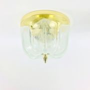 Flower shaped brass & glass flush mount from limburg, germany, 1960s