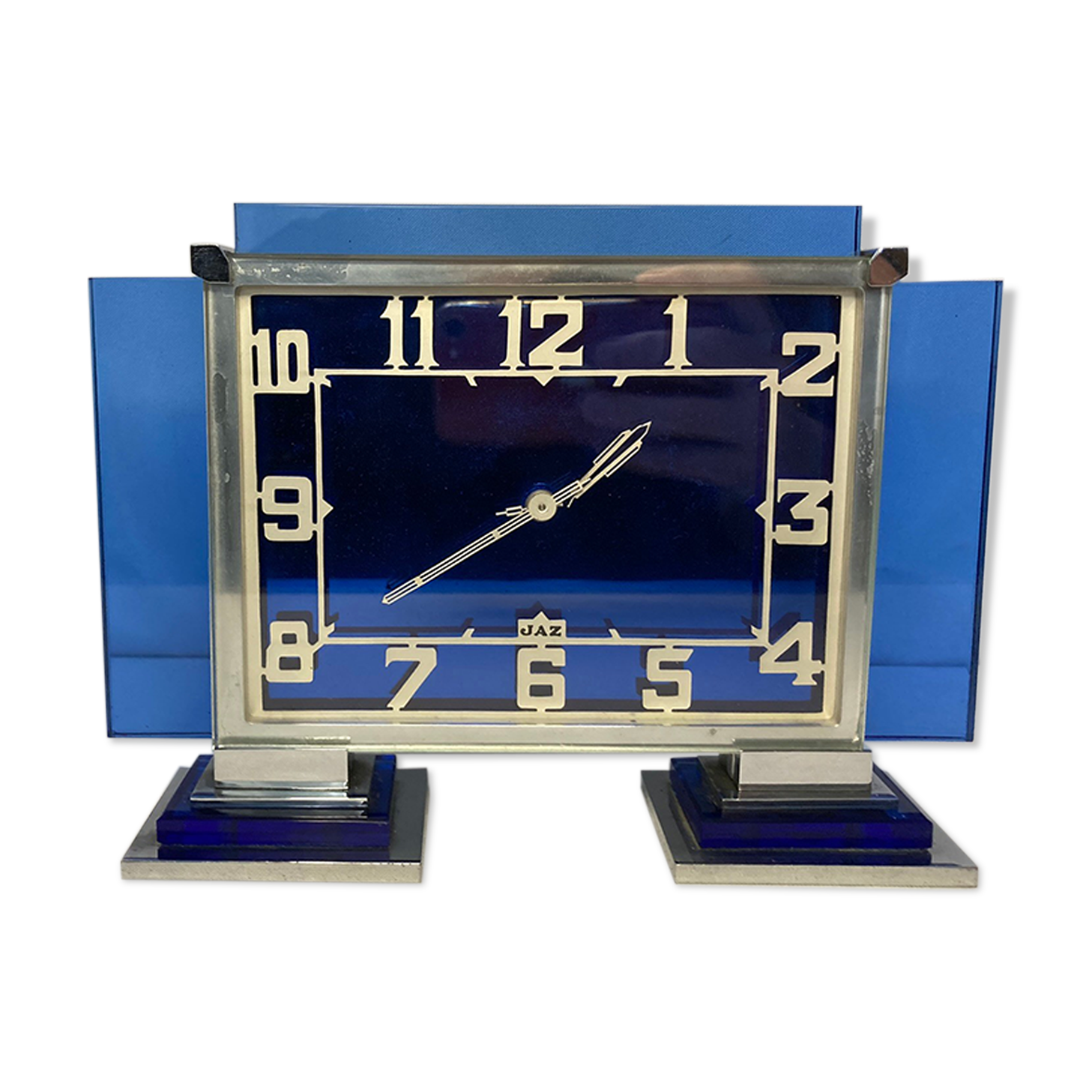 Art deco luxury clock jaz artic crystal and chrome circa 1930