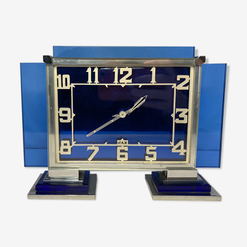 Art deco luxury clock jaz artic crystal and chrome circa 1930