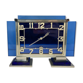 Art deco luxury clock jaz artic crystal and chrome circa 1930